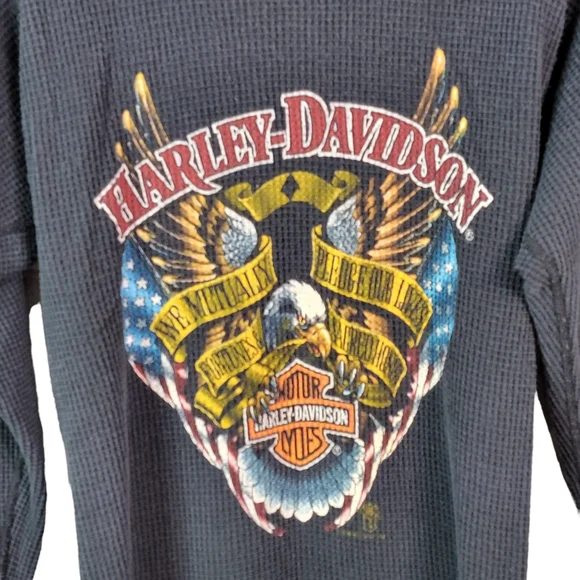 Harley-Davidson Vintage 80's American Eagle Graphic Long Johns Size M RARE - Picture 2 of 9